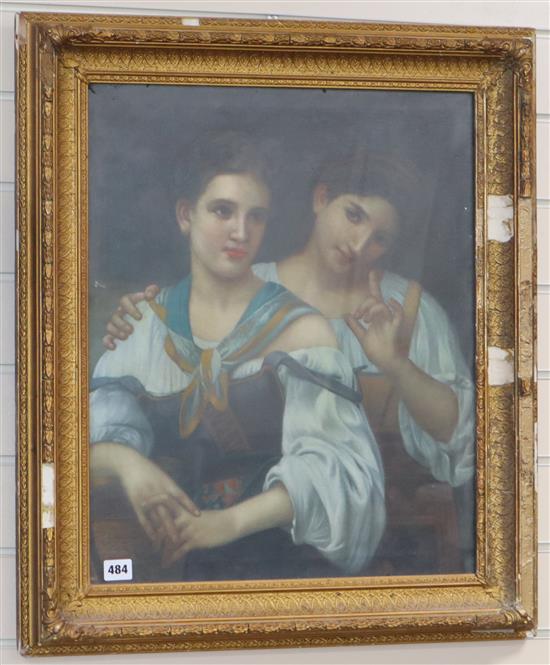 Continental School, oil on canvas, Study of two Italian women, 55 x 45cm